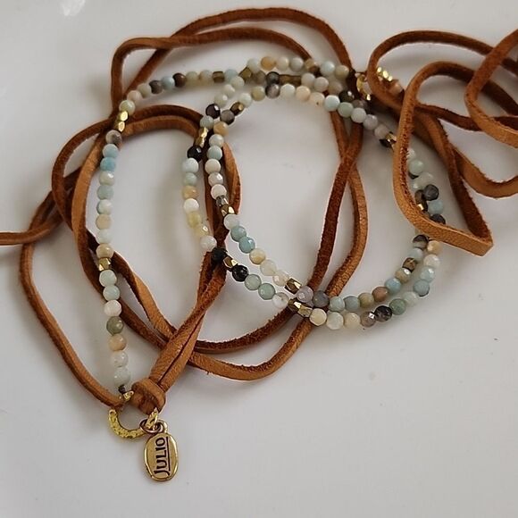 Julio Designs Necklace~Bracelet Wrap with Suede and Stones Euro Summer - Picture 1 of 13